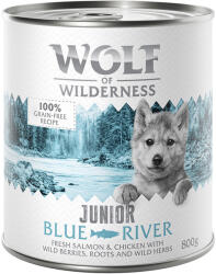 Wolf of Wilderness 6x800g Wolf of Wilderness Junior - Duo-Protein recept 6 x 800 g nedves kutyatáp - Csirke & lazac - zooplus - 9 172 Ft