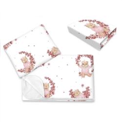 MimiNu Lenjerie Patut MimiNu Design Betty cu 3 Piese Cearceaf 120x60CM cu Paturica si Pernuta Bumbac Certificat Oeko Tex Standard 100 Alb/Roz (6426972025911)