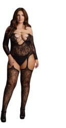  LE DÉSIR Criss Cross Neck Suspender Bodystocking - Plus Size