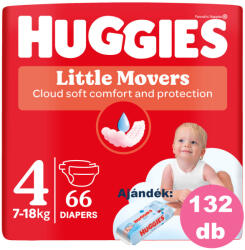 Huggies Little Movers 4-es, 7-18 kg, 2x66 db - HAVI pelenkacsomag + AJÁNDÉK Huggies törlőkendő