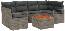 vidaXL Градински Софа Комплект 7 бр. Сив полиратан (3356326)