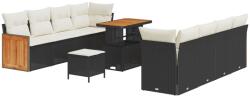 vidaXL Градински Софа Комплект 12 pcs Черен и кремав полиратан (3365230)