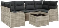vidaXL Градински Софа Комплект Светлосиво 55 x 55 x 37 см полиратан (3345602)