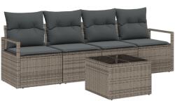 vidaXL Комплект дивани 5 бр. 4-Брой места Сив полиратан (3354918)