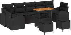vidaXL Градински Софа Комплект 10 бр. Черно полиратан (3362379)