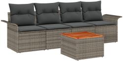 vidaXL Градински Софа Комплект 5 бр. 4-Брой места Сив полиратан (3355927)