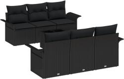 vidaXL Градински Софа Комплект 7 бр. Черно полиратан (3353922)