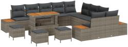 vidaXL Градински Софа Комплект 14 бр. Сив полиратан (3362983)