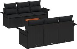 vidaXL Градински Софа Комплект 7 бр. 6-Брой места Черно полиратан (3355944)