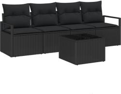 vidaXL Комплект дивани 5 бр. 4-Брой места Черно полиратан (3354922)