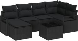 vidaXL Комплект дивани 7 бр. Черно полиратан (3355132)