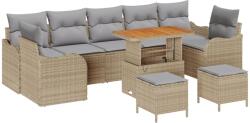 vidaXL Градински Софа Комплект 10 бр. 9-Брой места Бежов и Светло Сив (3364202)