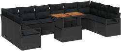 vidaXL Градински Софа Комплект 11 бр. 10-Брой места Черен и кафяв (3349764)