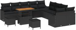 vidaXL Градински Софа Комплект 13 бр. 12-Брой места Черно (3364274)