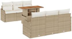 vidaXL Градински Софа Комплект 7 бр. Бежов и кремав полиратан (3349406)
