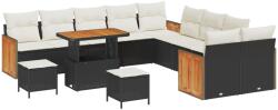 vidaXL Градински Софа Комплект 13 бр. 12-Брой места Черен и кремав (3363365)