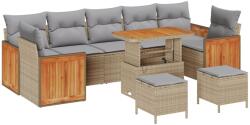 vidaXL Градински Софа Комплект 10 бр. 9-Брой места Бежов и Светло Сив (3363292)