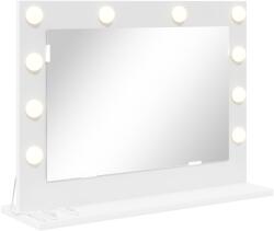 vidaXL Огледало за грим Бяло 60 x 45 x 18 см Стъкло и инженерно дърво (868309)