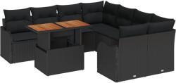vidaXL Градински Софа Комплект 7 бр. 6-Брой места Черно (3349442)