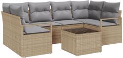 vidaXL Комплект дивани 7 бр. 6-Брой места Бежово и сиво полиратан (3346280)