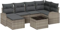 vidaXL Комплект дивани 7 бр. Сив полиратан (3354788)