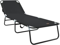 vidaXL Сгъваем шезлонг Черно 188 x 57 x 86, 5 см Полиестер (42003141)