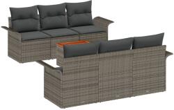 vidaXL Градински Софа Комплект 7 бр. 6-Брой места Сив полиратан (3355941)