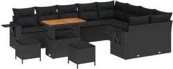 vidaXL Градински Софа Комплект 12 бр. 11-Брой места Черно полиратан (3363734)
