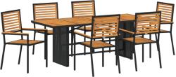 vidaXL Комплект за хранене в градината 7 бр. Черен и кафяв полиратан (3365450)