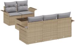 vidaXL Градински Софа Комплект 6 бр. 5-Брой места Бежово и сиво (3353909)