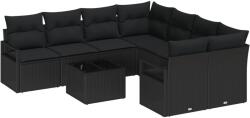 vidaXL Комплект дивани 9 бр. 8-Брой места Черно полиратан (3354992)