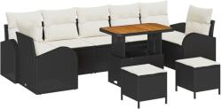 vidaXL Градински Софа Комплект 10 бр. 9-Брой места Черен и кремав (3364330)