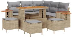 vidaXL Градински Софа Комплект 9 бр. 9-Брой места Бежов и Светло Сив (3363182)
