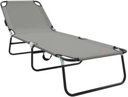 vidaXL Сгъваем шезлонг Сив 188 x 57 x 86, 5 см Полиестер (42003143)