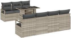 vidaXL Градински Софа Комплект 8 бр. 7-Брой места Светлосиво полиратан (3348768)