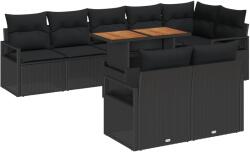 vidaXL Градински Софа Комплект 9 бр. 8-Брой места Черен и кафяв (3349729)