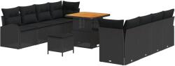 vidaXL Градински Софа Комплект 11 бр. Черно полиратан (3362364)