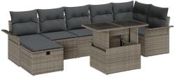 vidaXL Градински Софа Комплект 8 бр. Сив полиратан (3359686)
