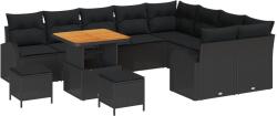 vidaXL Градински Софа Комплект 12 бр. 11-Брой места Черно (3364379)