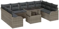 vidaXL Градински Софа Комплект 10 бр. 9-Брой места Сив (3357262)