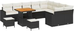 vidaXL Градински Софа Комплект 13 бр. 10-Брой места Черен и кремав (3363600)