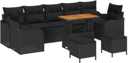 vidaXL Градински Софа Комплект 10 бр. 9-Брой места Черно (3364199)
