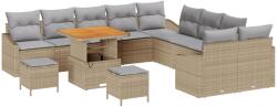 vidaXL Градински Софа Комплект с възглавница 13 pcs Бежово Полиратан (3364662)