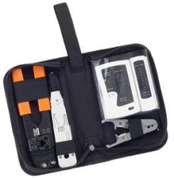  Echip Kit de instalare a rețelei - 129503 (clește de sertizare/dezbrăcare a cablurilor, tester LAN, unealtă de ortografiere) (129503) Trusa unelte