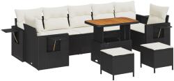 vidaXL Градински Софа Комплект Черен и кремав полиратан (3363680)