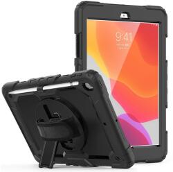 iPad 2020 10.2 iPad 8 Tablettok - Solid360 Ütésálló, Kitámasztható, Fekete Tablet Tok