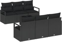 vidaXL Градински Софа Комплект 7 бр. 6-Брой места Черно полиратан (3354942)