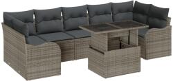 vidaXL Градински Софа Комплект 8 бр. 7-Брой места Сив (3357152)