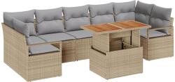 vidaXL Градински Софа Комплект 8 бр. 7-Брой места Бежово и сиво (3349678)