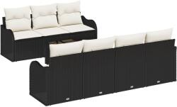 vidaXL Градински Софа Комплект 8 бр. 7-Брой места Черен и кремав (3354276)
